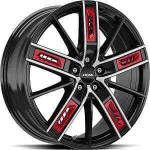 Ronal R67 Red Right JET BLACK FRONT CUT 8,0x19 5/112,00 ET25 B76,0