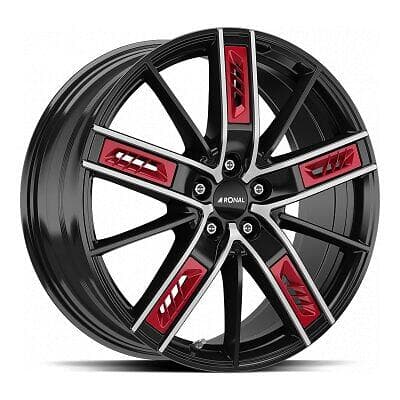 Ronal R67 Red Left JET BLACK FRONT CUT 8,0x19 5/112,00 ET54 B66,6