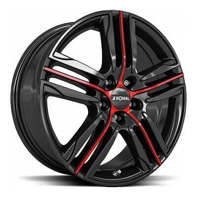 Ronal R57 MCR JET BLACK RED SPOKE 7.5x17 5/120.00 ET42 B82.0