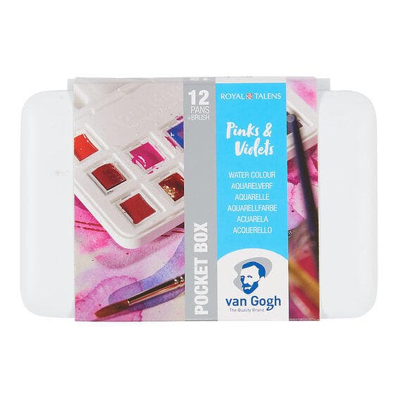 Van Gogh akvarellfärger i set – 12 halvkoppar Pink Violet