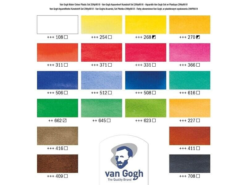 Van Gogh akvarellfärger i set – 18 halvkoppar