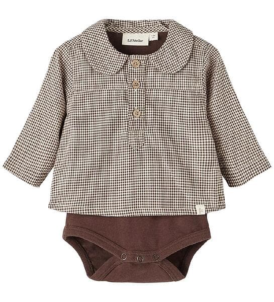 Lil' Atelier Skjortbody l/ä NbmRoss Rocky Road 68 Body L/Ä