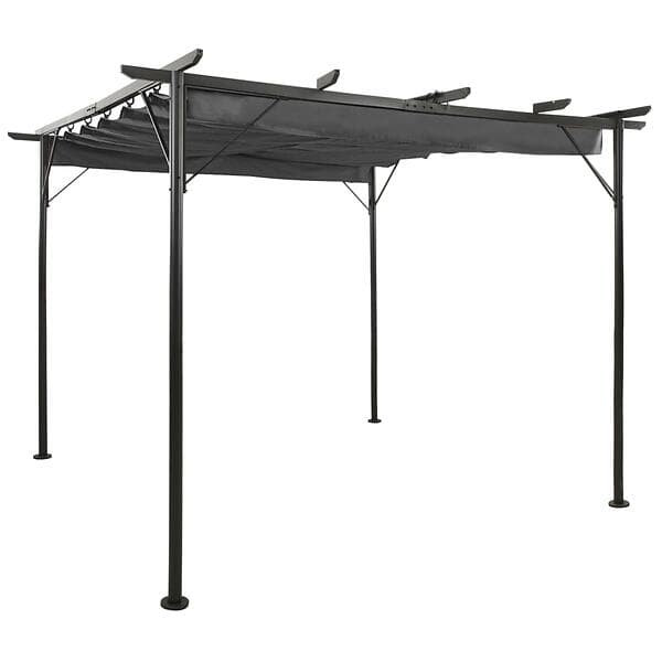 Be Basic Pergola med uttrekkbart tak antrasitt 3x3 m stål 180g/m² Antrasittgrå