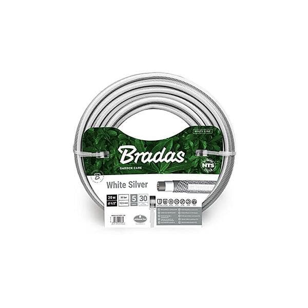 Bradas Vattenslang White Line Silver 1/2" 20M