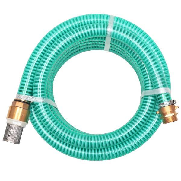 vidaXL Sugslang med koppling i mässing 15 m 25 mm grön