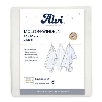Alvi Molton bleier 2-pakning hvit 80 x cm