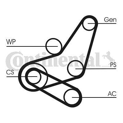 Continental Flerspårsremssats ctam 6PK1059 ELAST T2