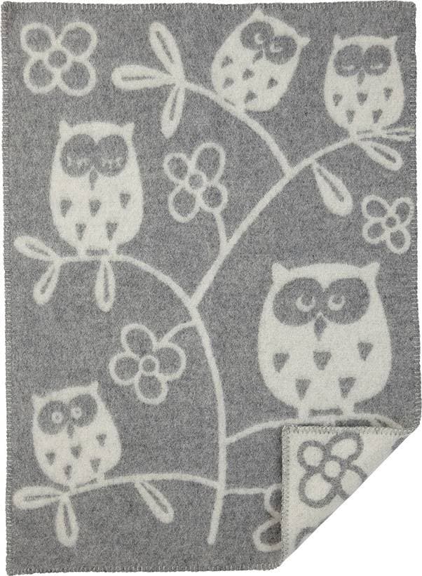 Klippan Yllefabrik Tree Owl Filt Vit, Grå (65x90cm)