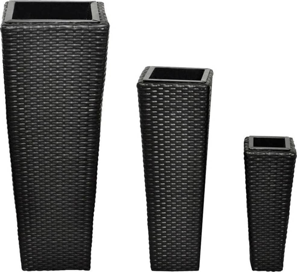 vidaXL Rattan Flower Pot 3 Pack