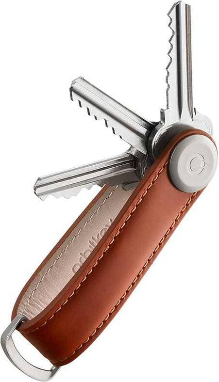orbitkey Key Organiser Leather - Cognac with Tan Stitching
