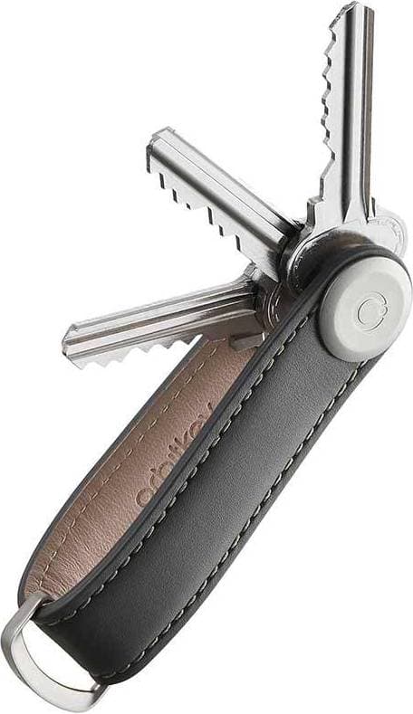 orbitkey Key Organiser Leather - Charcoal with Grey Stitching