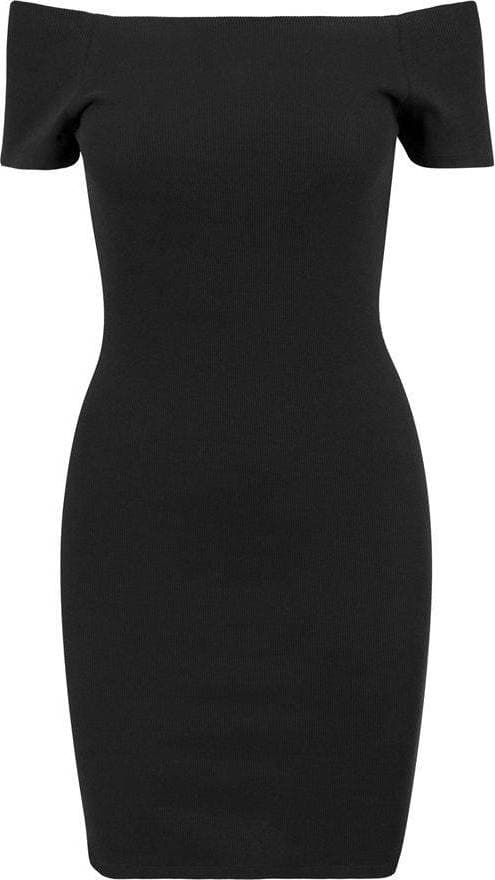 Urban Classics Off Shoulder Rib Dress - Black