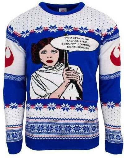 Numskull Star Wars Princess Leia Christmas Jumper Unisex - Blue/White