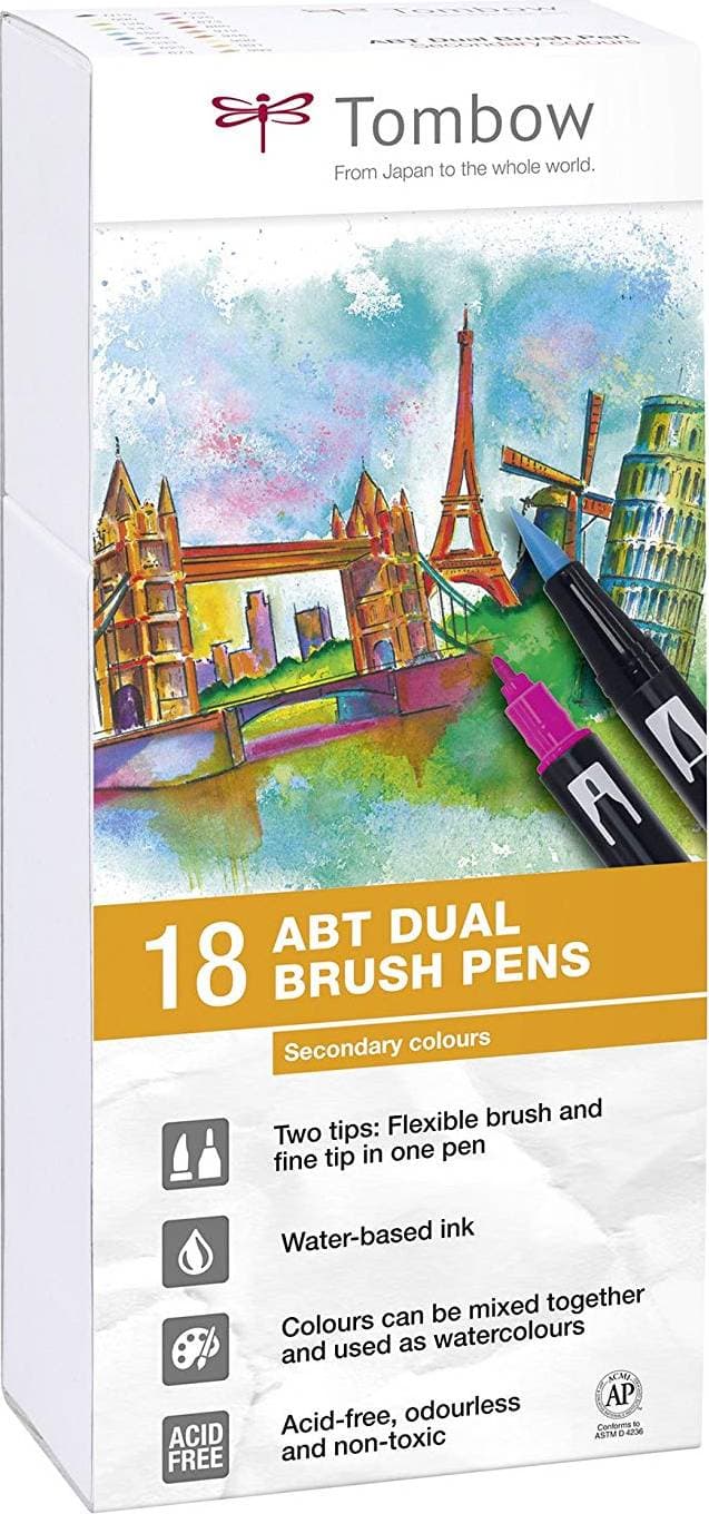 Tombow ABT Dual Brush Pen Secondary 18-pack
