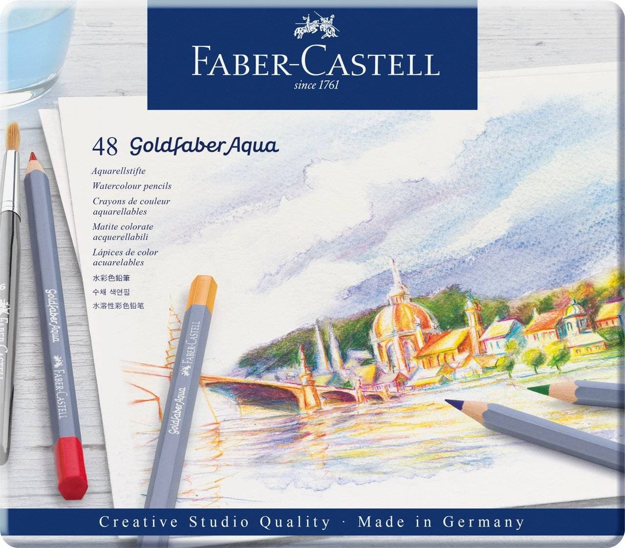 Faber-Castell Goldfaber Aqua Watercolour Pencil Tin of 48