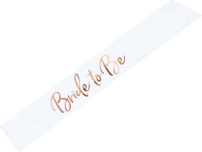 PartyDeco Sash Bride to Be White/Gold (SWP6-008)