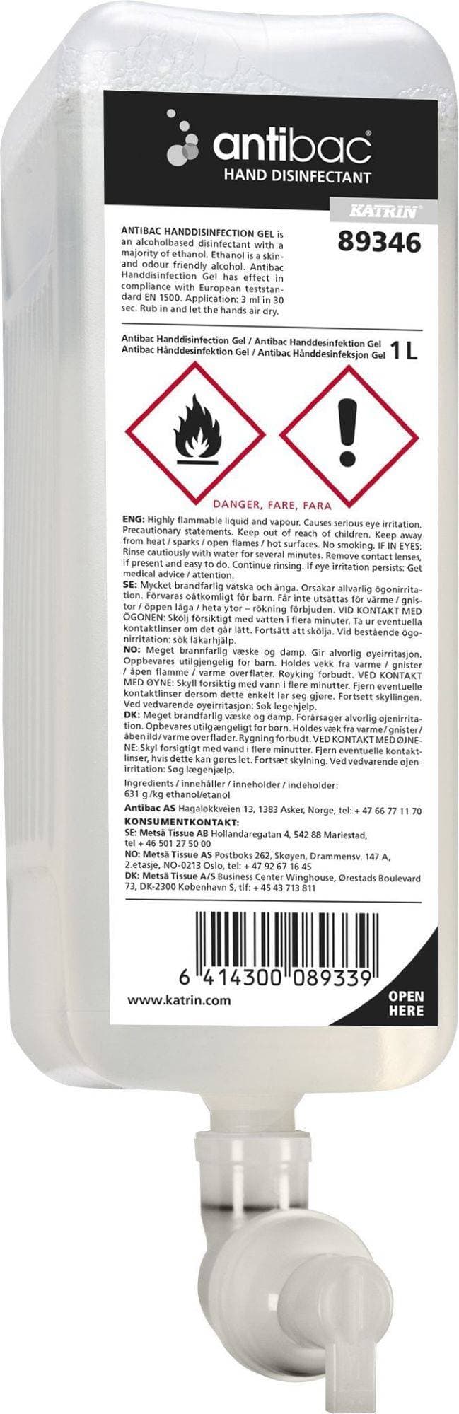 Katrin Hand Sanitizing Gel 1000ml 6-pack