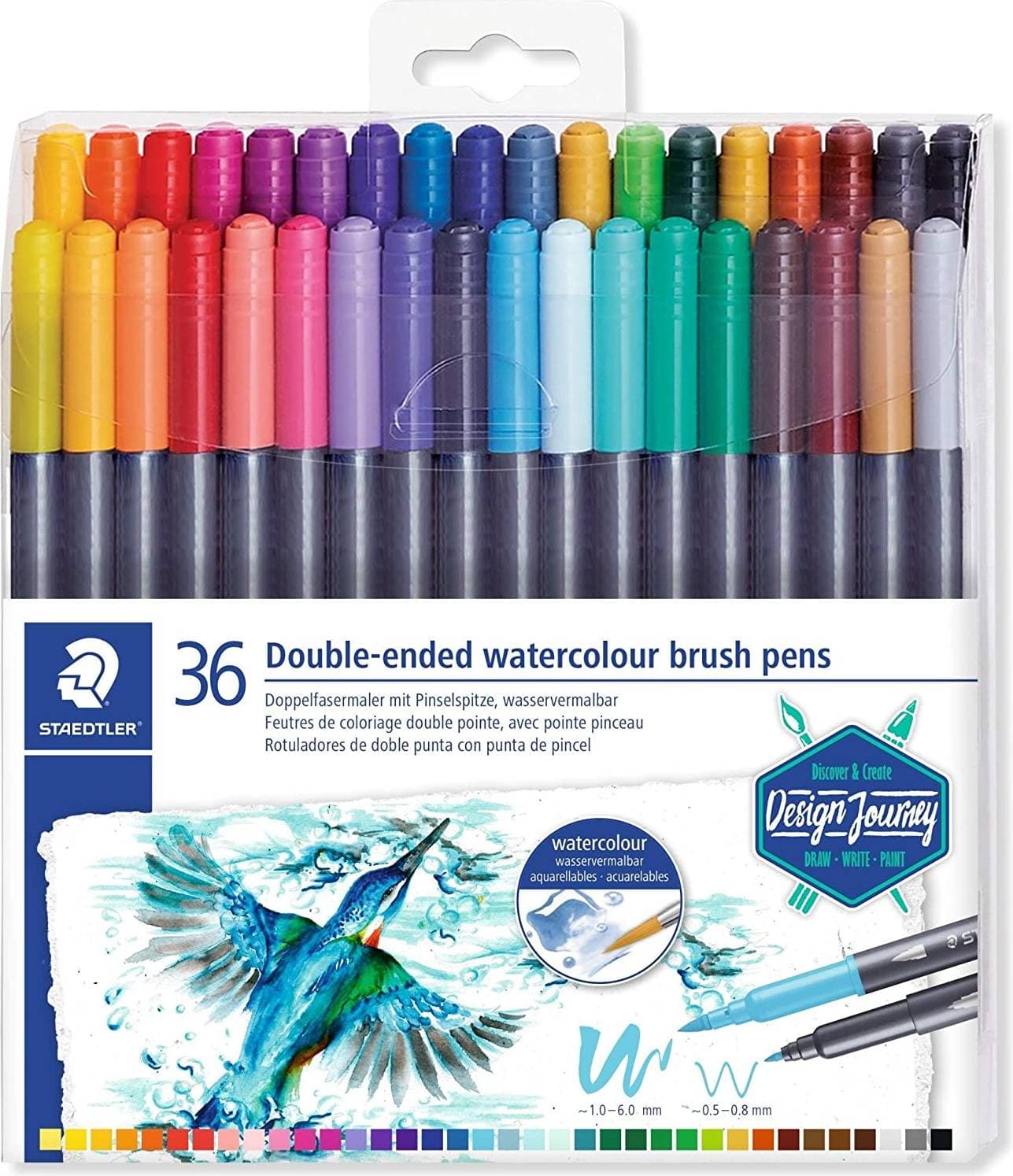 Staedtler 3001 Double Ended Watercolour Brush Pen 36-pack