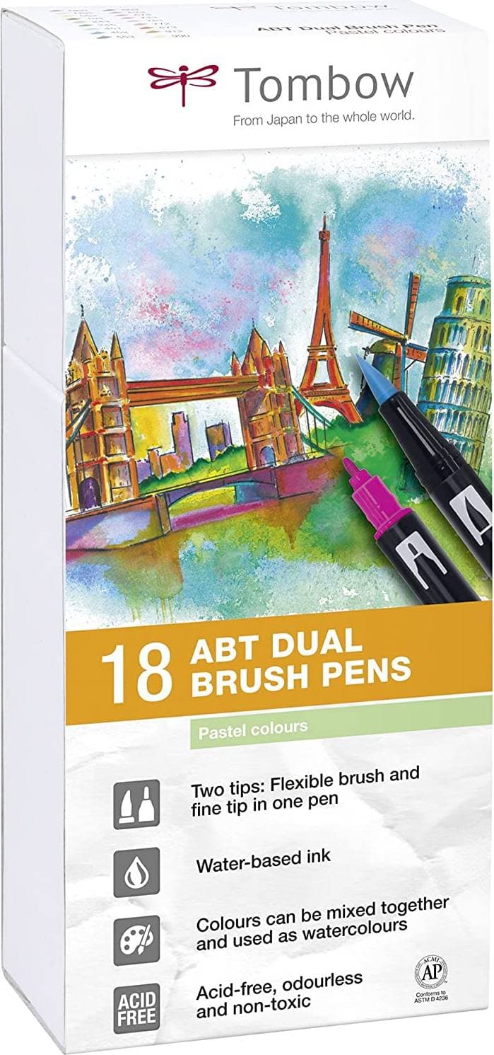 Tombow ABT dubbel pensel penna pastell 18-pack