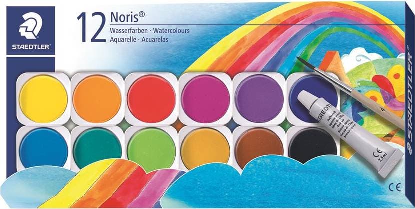 Staedtler Noris 888 Paint Box 12 Colours Pack of 1 Brush & Opaque Paint