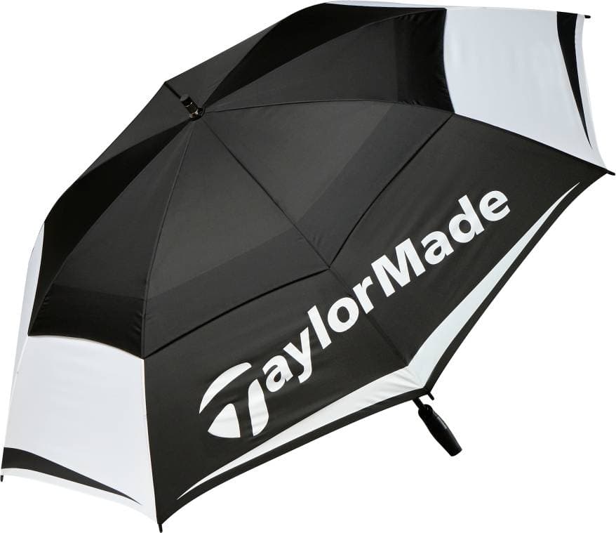 TaylorMade Double Canopy Golf Umbrella - Black/White/Charcoal