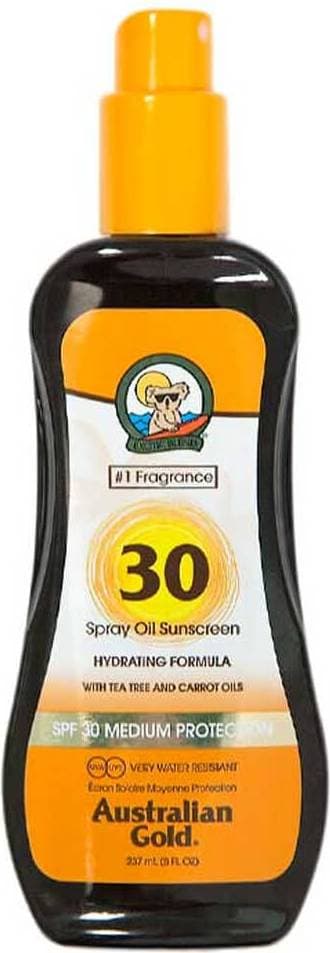 Australian Gold Spray Oil Sunscreen Hydrating Formula Carrot Oil SPF30 237ml