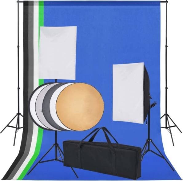 vidaXL Photo Studio Set with 5 Colored Backgrounds and 2 Softboxes