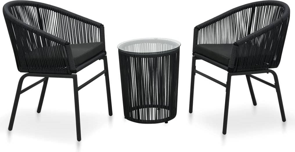 vidaXL 48138 - Black Caféset, 1 Bord inkl. 2 Stolar