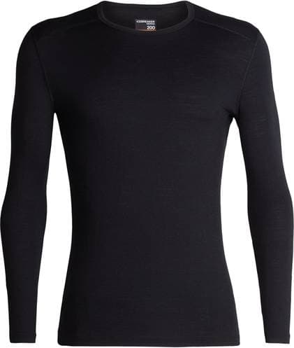 Icebreaker Men's Merino 200 Oasis Long Sleeve Crewe Thermal Top - Black