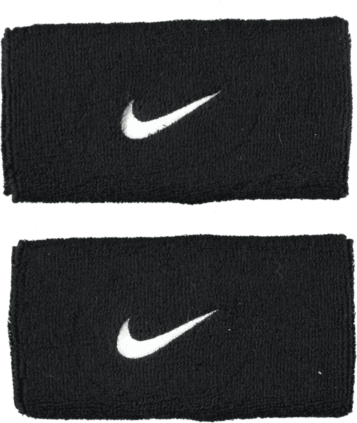 Nike Swoosh Doublewide Wristband 2-pack - Black/White