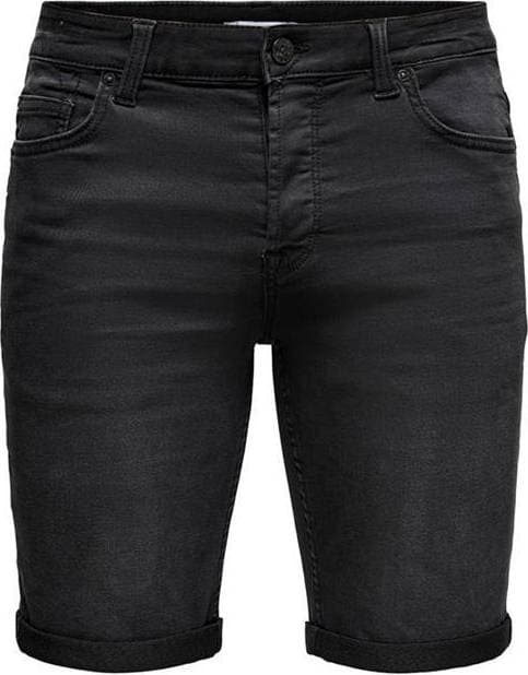 Only & Sons Life Reg Jog Denim Shorts - Black/Black Denim