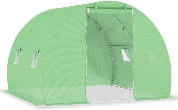 vidaXL Tunnel Drivhus 6m² Rustfrit stål / PVC plast Rostfritt stål PVC-plast, Plast