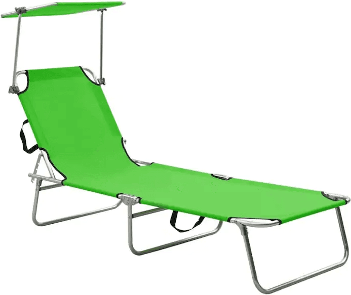 vidaXL Foldable Sun Lounger with Adjustable Backrest and Sun Canopy - Multiple Colors