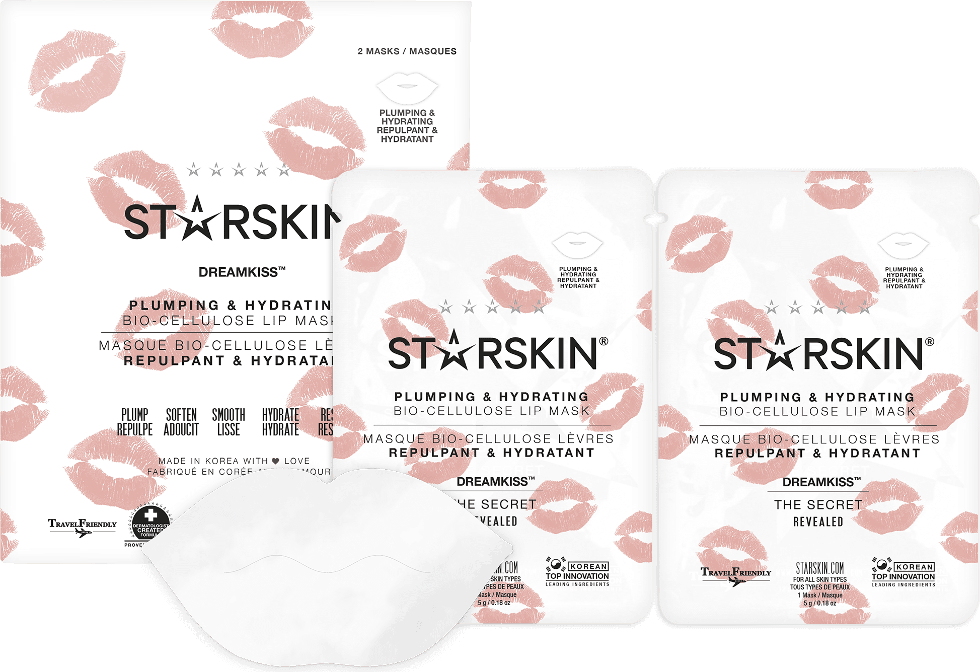 Starskin Dreamkiss Plumping & Hydrating Bio-Cellulose Lip Mask 2-pack