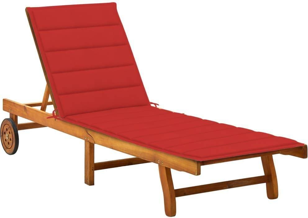 vidaXL Wooden Sun Lounger with Cushion