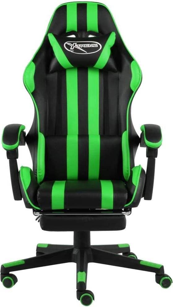 vidaXL Footrest Artificial Leather Gaming Chair - Black/Green