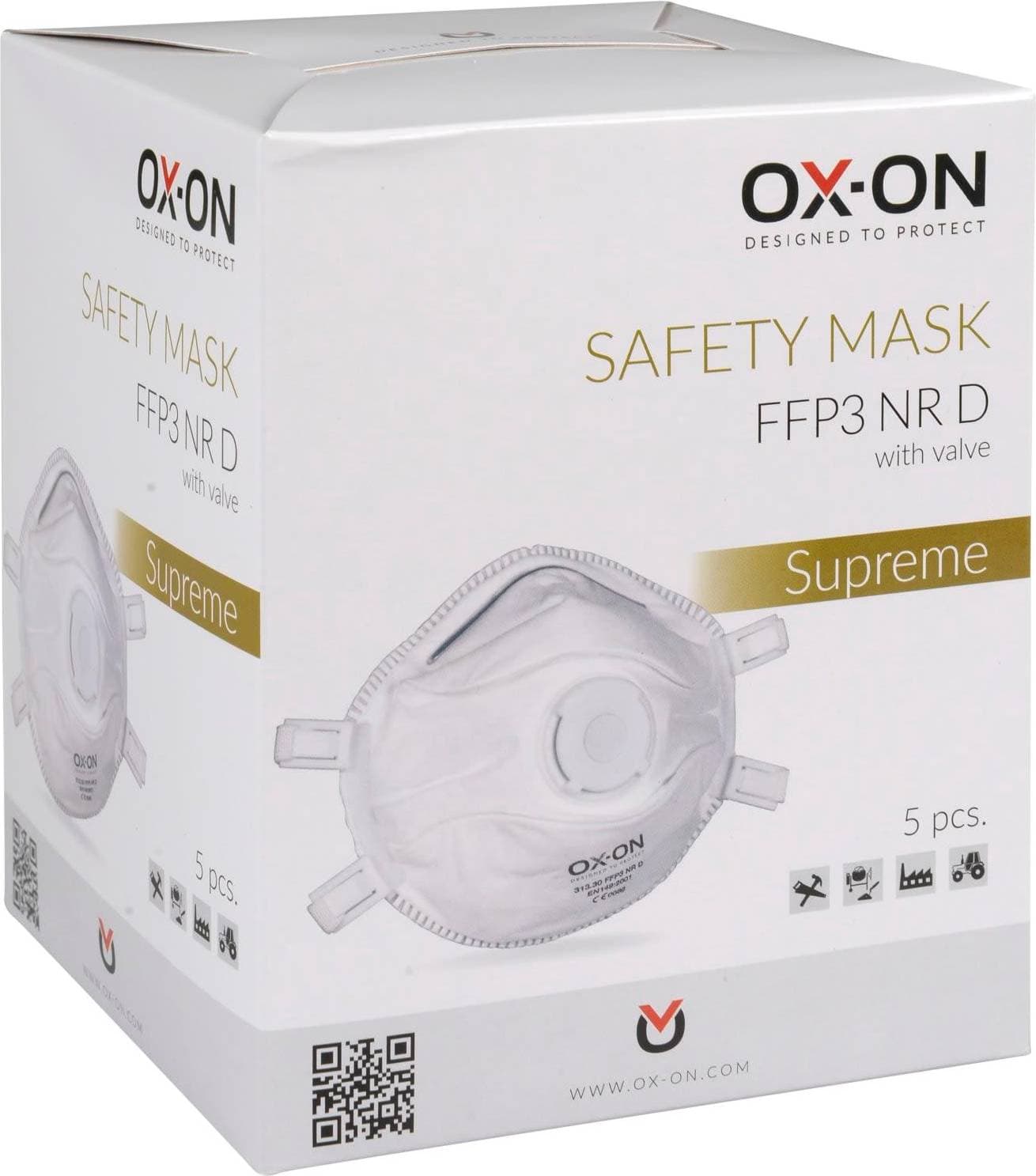 Ox-On Respiratory Protection FFP3NR D with Valve 5-pack