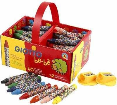 Giotto Unbreakable Wax Crayons with Pencil Sharpener 40 Pack