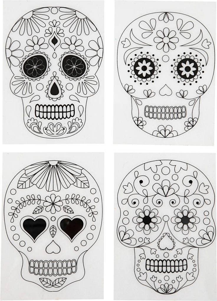 Creativ Company Krympplast med motiv, 10,5x14,5 cm, matt transparenta, Kranier, 4ark