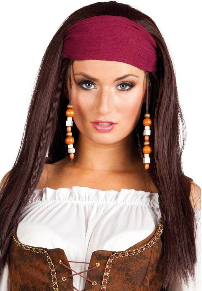 Boland Adult Wig Trinity Bandana Beaded Synthetic Hairpiece Pirate Costume