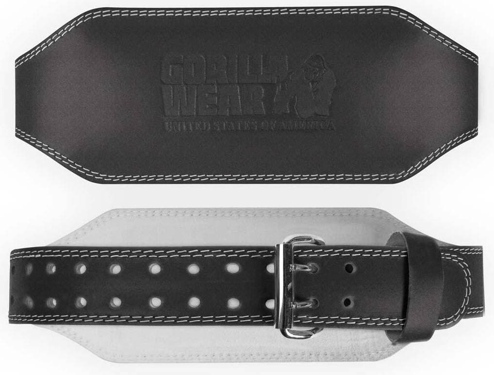 Gorilla Wear 6 Inch Padded Leather Belt, Black/Black