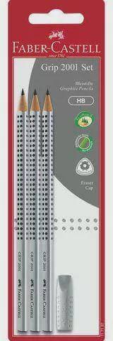 Faber-Castell Grip 2001 Graphite Pencil Set HB Silver 4pcs