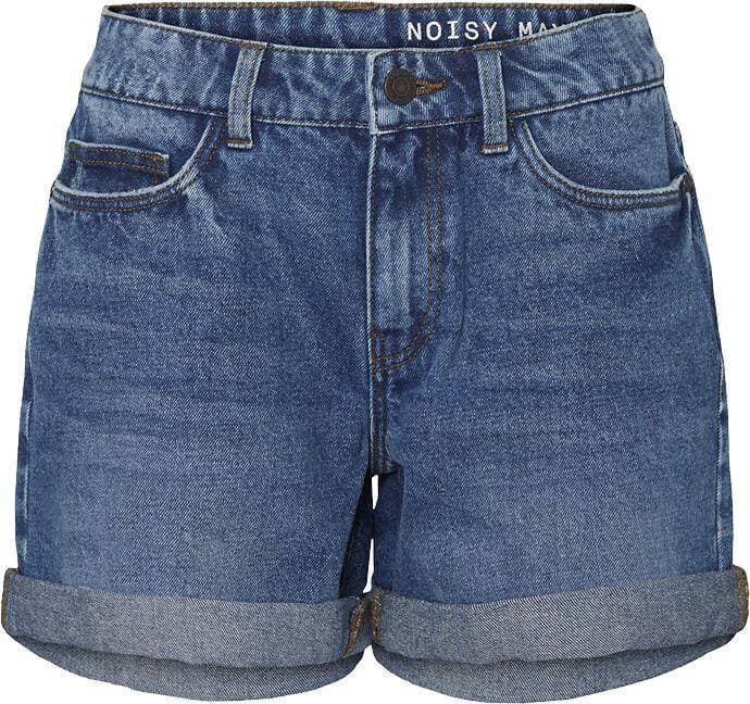 Noisy May Smiley Normal Waist Denim Shorts - Medium Blue Denim