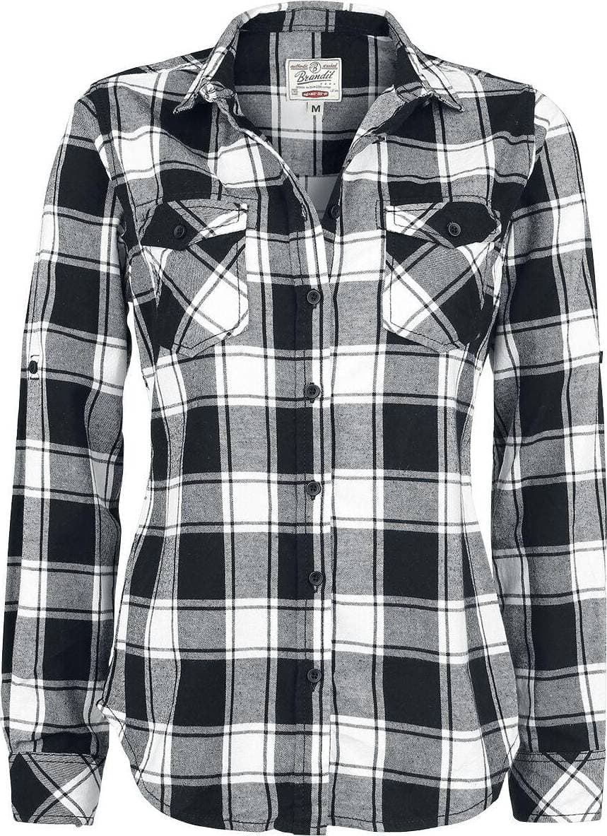 Brandit Amy Flannel Shirt - Black/White