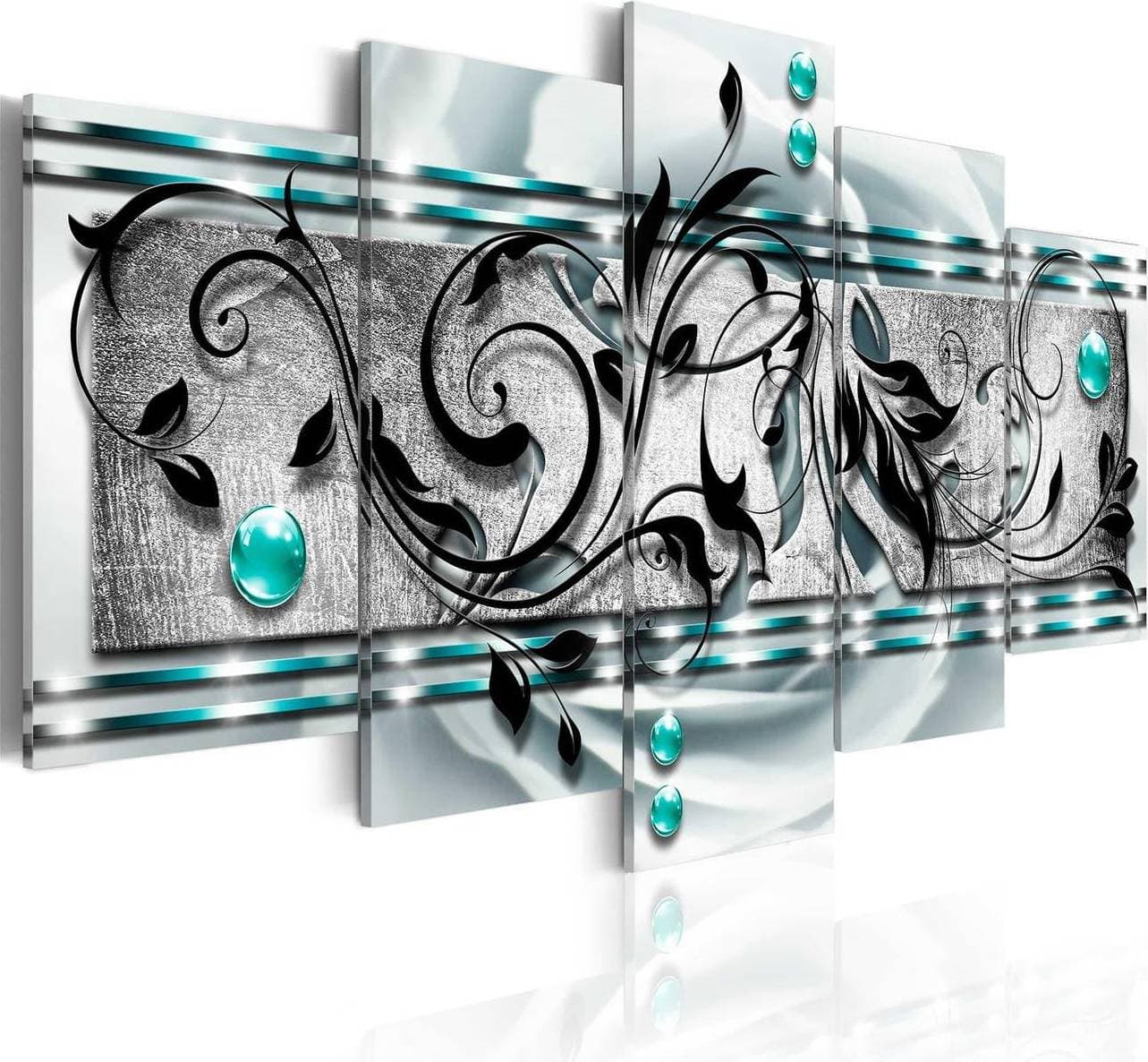 Arkiio Turquoise Ambivalence 200x100 Grå Tavla 200x100cm
