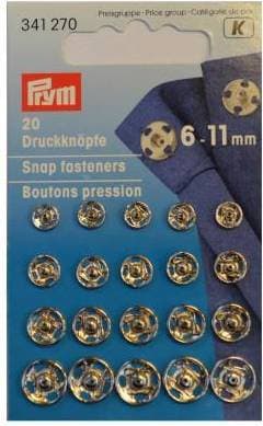 Prym tryckknappar 6-11 mm Silverfärgade