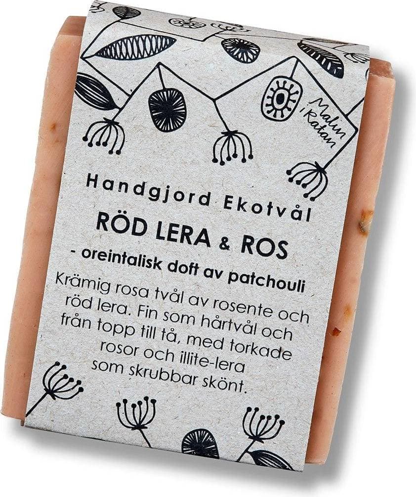 Malin i Ratan Handgjord Ekotvål Röd Lera & Ros Orientalisk Doft 110g