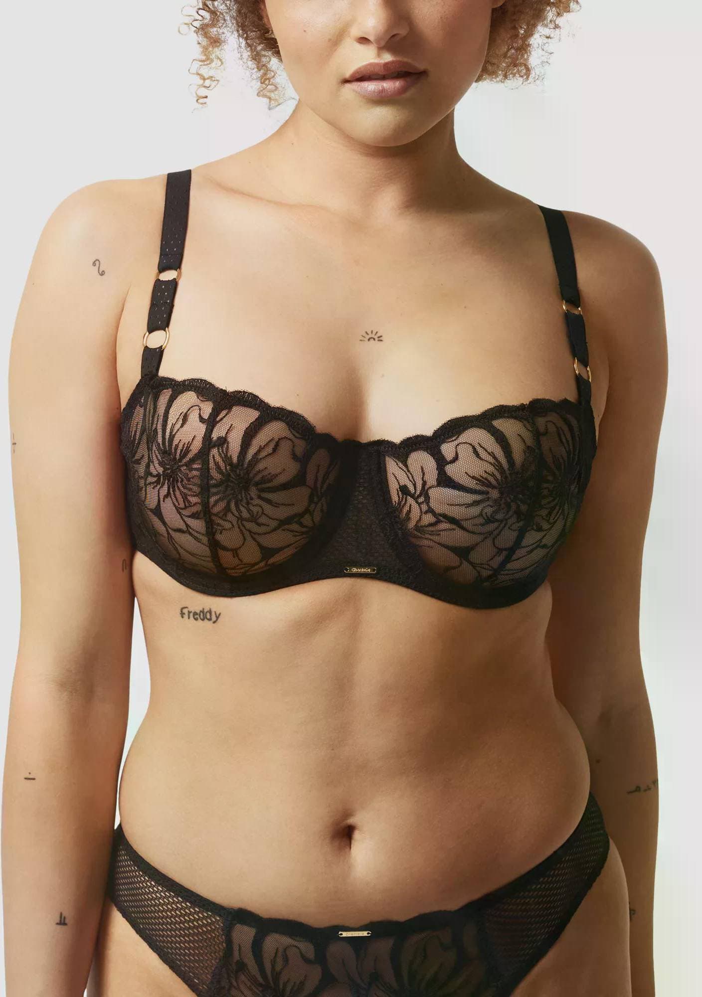 Chantelle Fleurs Balcony Bra - Black