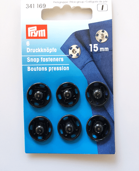 Prym tryckknappar 15mm Svarta