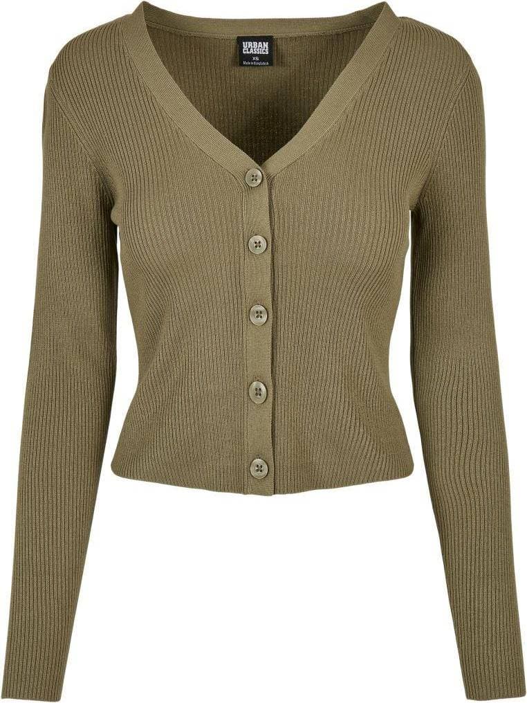 Urban Classics Ladies Short Rib Knit Cardigan - Khaki
